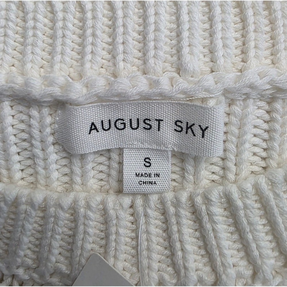 August Sky Cream Mixed Media Knit Sleeveless Midi Dress w/Pockets - Picture 9 of 11